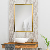 Contempo Brushed Gold Stainless Steel Rectangular Wall Mirror